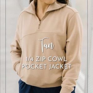 Zyia tan cowl pocket jacket